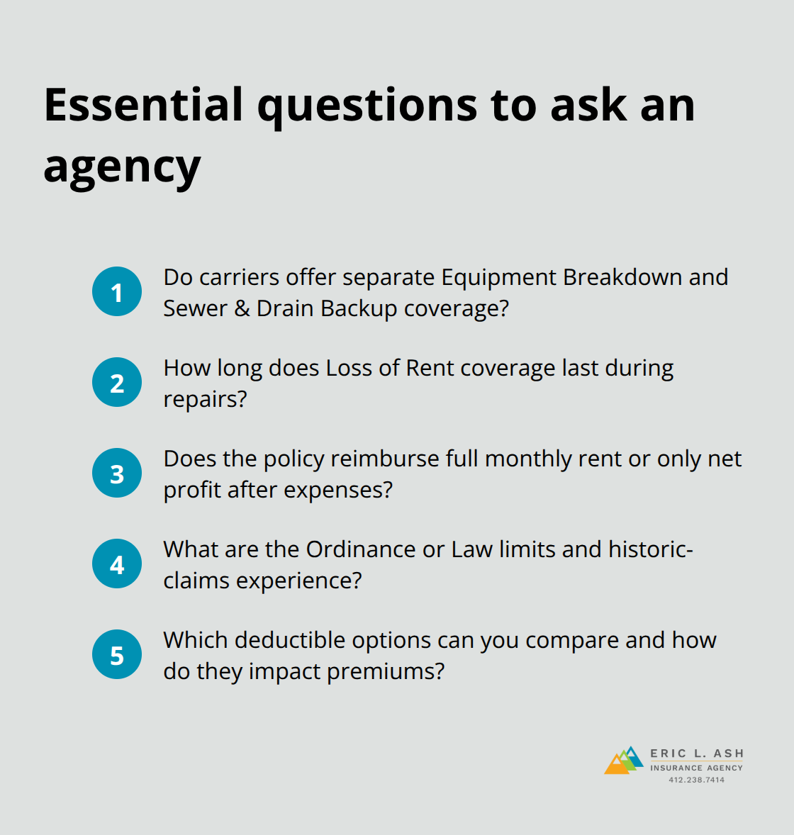 Compact checklist of questions for evaluating landlord insurance agencies - PA investment property guide