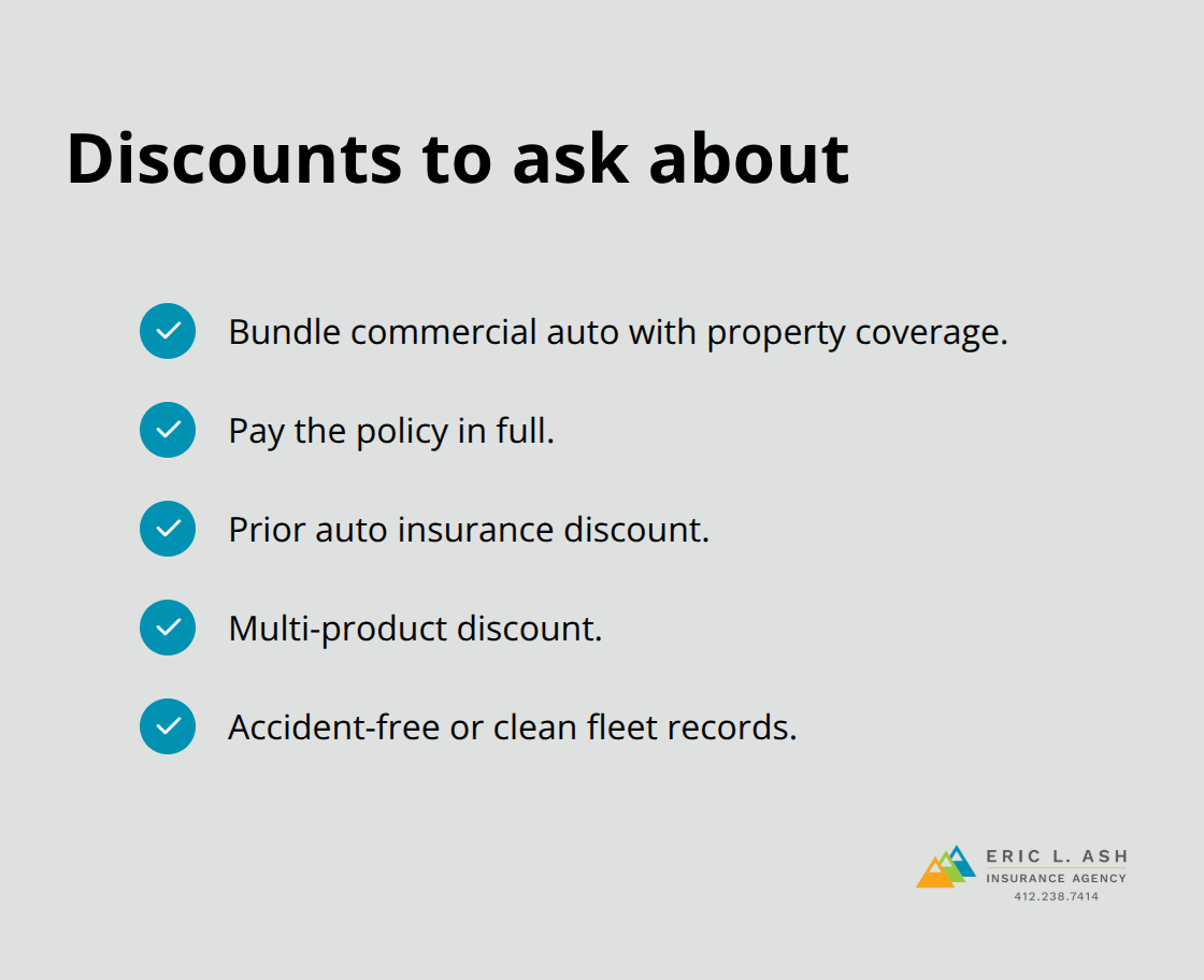 Checklist of common commercial auto insurance discounts to request from carriers. - business auto insurance quotes